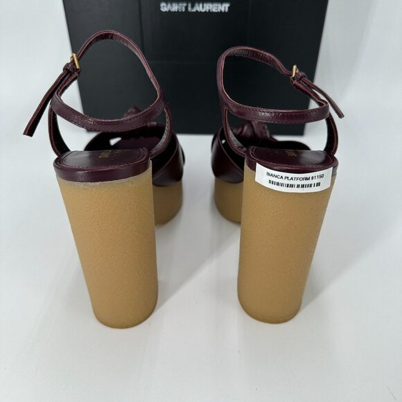 Saint Laurent Bianca Node High Heel Platform Sandals sz 38.5 EU 8.5 US Wine Red - Picture 15 of 16